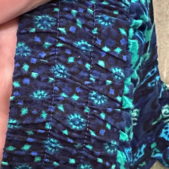 Express High Waist Women's Shorts in Blue and Green Pattern - Picture 6 of 10